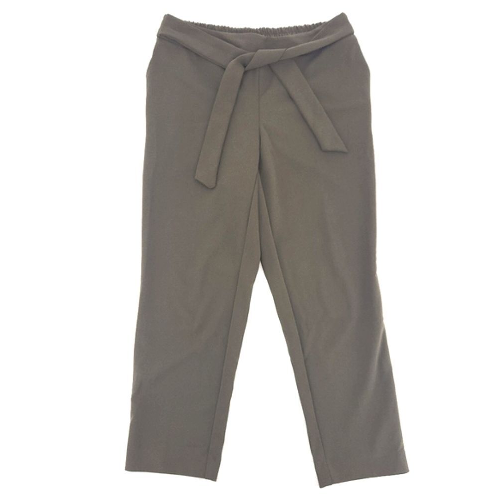 Worthington Pants Size 4 Womens Green Bow Tie Front Elastic Waist Straight Leg